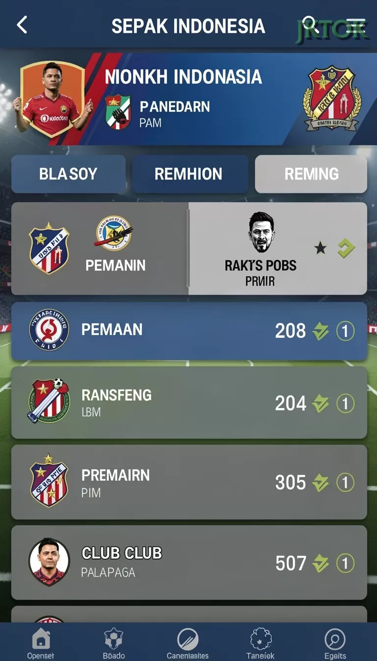 Cuplikan layar 55RT — menu navigasi